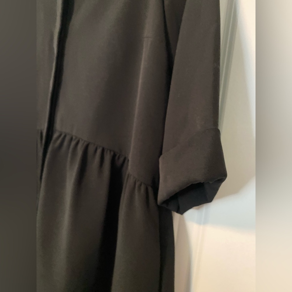 Tuckernuck Black Stretch Crepe Royal Shirt Dress 3/4 Sleeves- Small - Picture 10 of 16